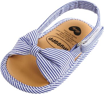 Peuter Infant Kids Baby Meisjes Babyschoenen Streep Afdrukken Strik Schoenen Open Teen Sandalen Baby Meisje Schoenen Sandalen #45 Blauw / 13