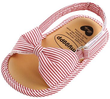 Peuter Infant Kids Baby Meisjes Babyschoenen Streep Afdrukken Strik Schoenen Open Teen Sandalen Baby Meisje Schoenen Sandalen #45 Roze / 11