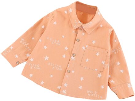 Peuter Kids Baby Jongens Lange Mouwen Brief Print Tops Shirt Blouse Kleding Jongens Shirt Vogue Baby Kleding ropa Bebe roze / 100
