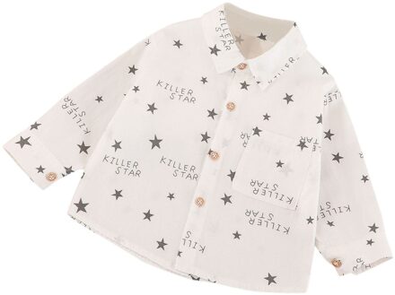 Peuter Kids Baby Jongens Lange Mouwen Brief Print Tops Shirt Blouse Kleding Jongens Shirt Vogue Baby Kleding Ropa bebe WH / 110