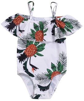 Peuter Kids Baby Meisjes Bloem Bikini Badmode Badpak Badpak Beachwear Zomer Leaf Print Mouwloze Badmode Biquini #4 12m / wit