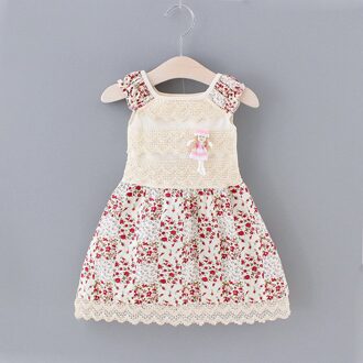 Peuter Kids Baby Meisjes Bloem Kant Ruche Prinses Jurk Broche Outfits Baby Meisje Kleding Disfraz Bebes #50 Rood / L