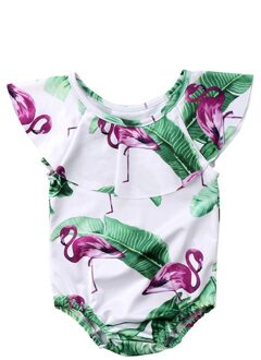 Peuter Kids Baby Meisjes Flamingo Bloem Ruche Een stuk Badpak Kid Zomer Romper Beachwear Outfits Kleding 3 4T