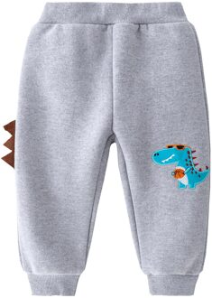 Peuter Kids Broek Baby Jongens Kinderen Broek Cartoon Dinosaurus Gedrukt Warme Broek Elastische Taille Rechte Broek Voor 1-6y L3 Grijs / 5