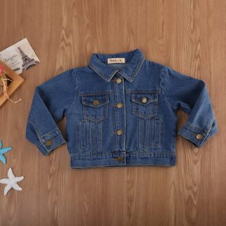 Peuter Kids Meisjes Denim Jean Fall Jacket Button Jas Uitloper Tops Uitloper 1-6Y 4T