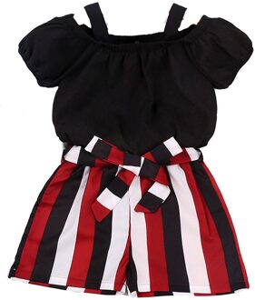 Peuter Meisje Kleding Kind Meisje Zomer Set Sling Korte Mouw T-shirts Tops Gestreepte Shorts Mode Kinderen Pak 1 2 3 4 5 6 Jaar 3-4Y