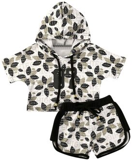 Peuter Meisjes 2 Stuks Sport Pak Trainingspakken Zomer Casual Workout Sport Hooded Korte Mouw Top En Shorts Set Leisure dragen 90