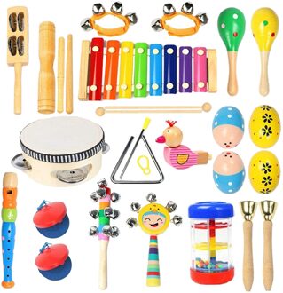 Peuter Muziekinstrumenten Ehome 15 Types 22Pcs Houten Slaginstrumenten Speelgoed Kids Voorschoolse Educatief, Muzikaal Speelgoed Set