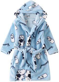 Peuter Nachtjapon Jongens Meisjes Mode Winter Cartoon Turn-Down Kraag Solid Badjassen Flanel Nachtkleding Open Stitch Kleding BU / 12-18 Months