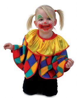 Peuter poncho clown met gele kraag 98 - Carnavalskostuums Multikleur