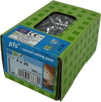 PFS+ | Spaanplaatschroef PFS+ VZK-T Ø 4,0x20 Zn - 200 stuks - PFWVTV001004000203