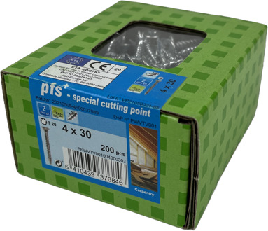 PFS+ | Spaanplaatschroef PFS+ VZK-T Ø 4,0x30 Zn - 200 stuks - PFWVTV001004000303