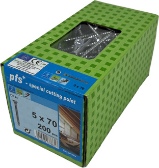 PFS+ | Spaanplaatschroef PFS+ VZK-T Ø 5,0x70 Zn TX20 | 200 st - PFWVTV001005000703