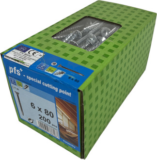 PFS+ | Spaanplaatschroef PFS+ VZK-T Ø 6,0x80 Zn | 200 st - PFWVTG001006000803