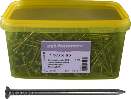 PGB-FASTENERS | Nagel plat kop D.1151B Ø 5,00x125 (emmer) 000NPK00000500125M