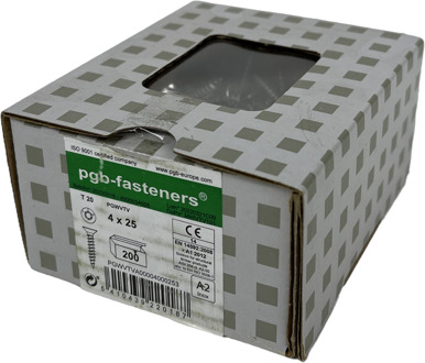 PGB-FASTENERS | RVS Spaanplaatschroef A2 VK-T Ø 4,0x25 - PGWVTVA00004000253