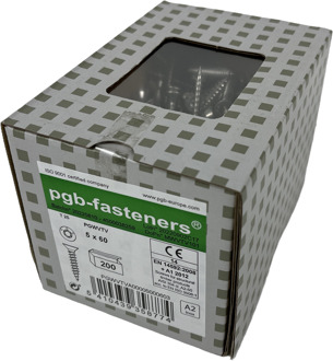 PGB-FASTENERS | RVS Spaanplaatschroef A2 VK-T Ø 5,0x60 TX25 - PGWVTVA00005000603
