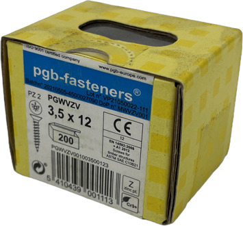 PGB-FASTENERS | Spaanplaatschroef VK-Z Ø 3,5x12 Zn | 200 st - PGWVZV001003500123