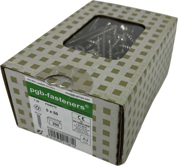 pgb-fasteners Universele Spaanplaatschroef RVS A2 VK-T Deeldraad verzonken kop Ø 5,0x50 TX25 | 200 st | PGWVTVA00005000503