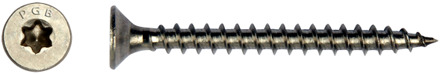 pgb-fasteners Universele Spaanplaatschroef RVS A2 VK-T Voldraad verzonken kop Ø 3,50x30 TX15 | 200 st | PGWVTVA00003500303