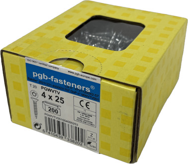 pgb-fasteners Universele spaanplaatschroef VK-T Voldraad verzonken kop Ø4,0x25 Zn TX20 | 200 st | PGWVTV001004000253