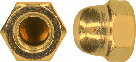 PGB-FASTENERS | Zeskant dopmoer DIN 1587 M12 Messing | 50 st 001587MS001203