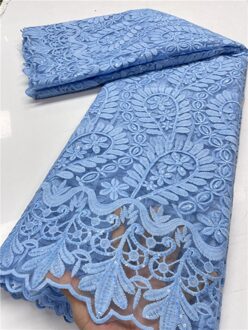 Pgc Blauw Afrikaanse Melk Zijde Kant Stof Kant Materiaal Nigeriaanse Kant Stoffen Voor Bruiloft Naaien YA3918B-2 african lace fabric2