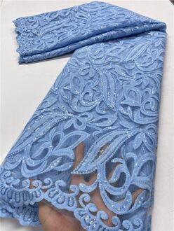 Pgc Blauw Afrikaanse Mesh Kant Stof Met Pailletten Melk Zijde Kant Stof Zachte Franse Kant Stof Voor Wedding Party Naaien YA3921B-2 african lace fabric2