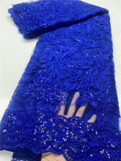 Pgc Franse Tulle Lace Stof 5 Yards Afrikaanse Kant Stof Kant Nigeriaanse Kant Stoffen Voor Party Dress YA3917B-4 african lace fabric2