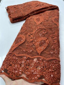 Pgc Wit Afrikaanse Franse Pailletten Tulle Lace Stof Kant Nigeriaanse Mesh Netto Kant Stof Voor Naaien YA3920B-3 african lace fabric1