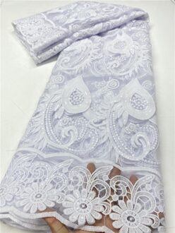 Pgc Wit Afrikaanse Franse Pailletten Tulle Lace Stof Kant Nigeriaanse Mesh Netto Kant Stof Voor Naaien YA3920B-3 african lace fabric3