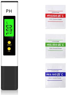 Ph Tester Digitale Ppm Digitale Water Tester Pen Soort Ph Meter Uitlezing Nauwkeurigheid 3-In-1 Ph En tds Ec Temperatuur Meter PH02S wit