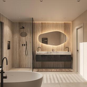 Phantom Organische LED spiegel - 120 x 70 cm - met Directe en Indirecte LED Verlichting - Kleurenwissel - Spiegelverwarming - Touch Dimmer