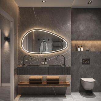 Phantom Organische LED spiegel - 120 x 70 cm - met Directe en Indirecte LED Verlichting - Spiegelverwarming - Kleurenwissel - Touch Dimmer