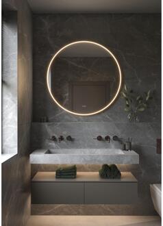 Phantom Ronde LED spiegel - Brons Frame 60 cm - Directe LED Verlichting in Frame Rand en Indirecte LED Rondom - Spiegelverwarming. Kleurenwissel en Touch Dimmer