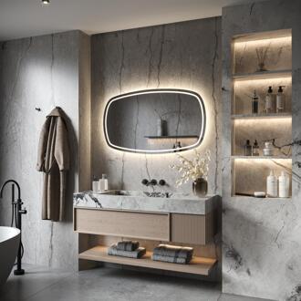 Phantom Spiegel - LED Ovaal 160x74 cm - Directe & Indirecte LED Verlichting met Spiegelverwarming. Kleurenwissel & Touch Dimmer