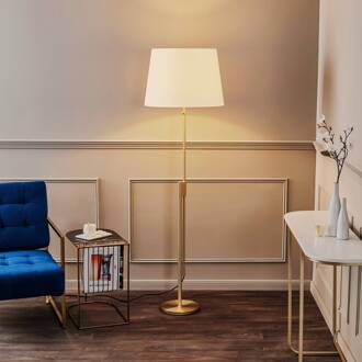 Phelandis vloerlamp dimmer messing wit, mat messing