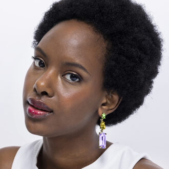 Phiaqua oorbellen afgewerkt in 18k geel goud Paars - One Size