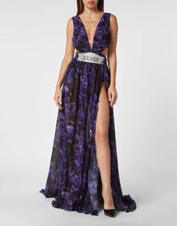 Philipp Plein Avondjurk Flowers Zwart - M