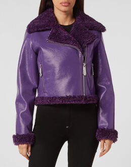 Philipp Plein Bikerjas Skull&Bones - maat XS Paars