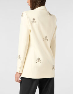 Philipp Plein Blazer Boyfriend Fit Skull Strass Wit