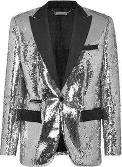 Philipp Plein Blazer Met Één Knoop Slim Fit Zilver