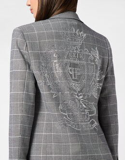 Philipp Plein Boyfriend Fit Blazer Prince Of Wales Crest Grijs