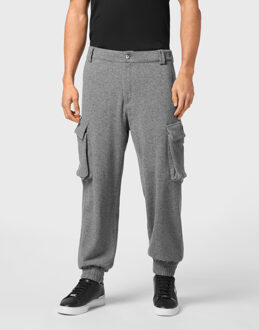 Philipp Plein Cashmere Long Trousers Cargo Fit Grijs