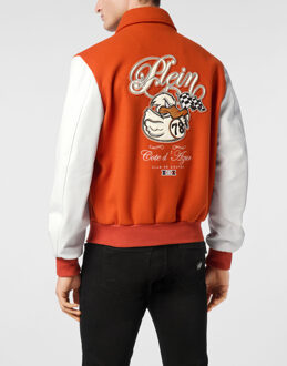 Philipp Plein Coster College Bomber Jacket Pp Duck Oranje - S