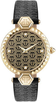 Philipp Plein Couture Zwarte Leren Band Horloge Philipp Plein , Black , Dames - ONE Size