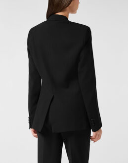 Philipp Plein Crepe And Satin Double-Breasted Blazer Dame Zwart - L