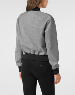 Philipp Plein Cropped Bomber Pied De Poule Zwart