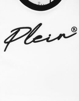 Philipp Plein Cropped T-Shirt Round Neck Ss Signature - maat Wit/Zwart