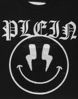Philipp Plein Cropped T-Shirt Round Neck Ss Smile - maat Zwart